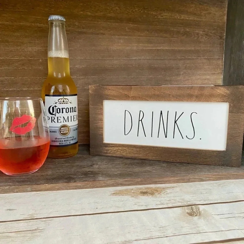 NEW Rae Dunn - DRINKS - 🍷🍺🍸🍹cute wooden sign - Picture 9 of 10